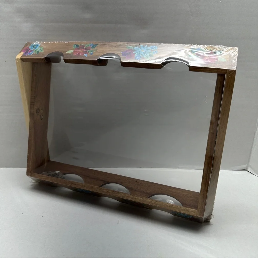NEW The Pioneer Woman Spring Bouquet Acacia Wood Wine Rack 6-Bottle Folding NIB